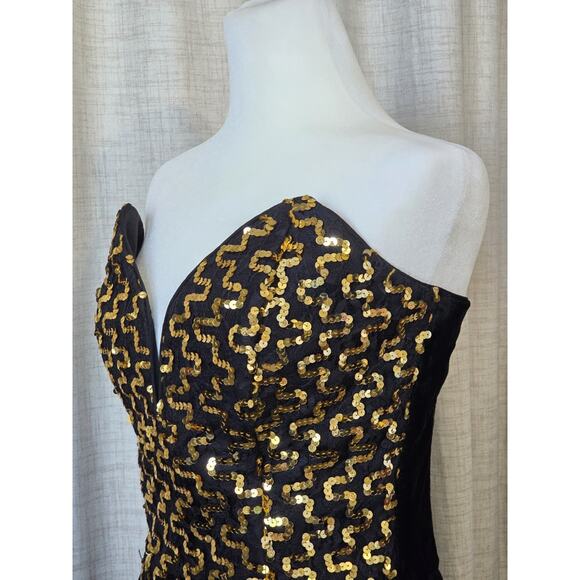 Gunne Sax Jessica Mcclintock dress size 11 black velvet sequins vintage, Glamour - Picture 2 of 8